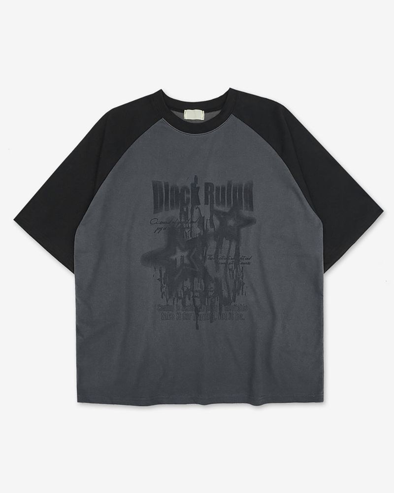 Stamune Printing Raglan Short Sleeve Tee