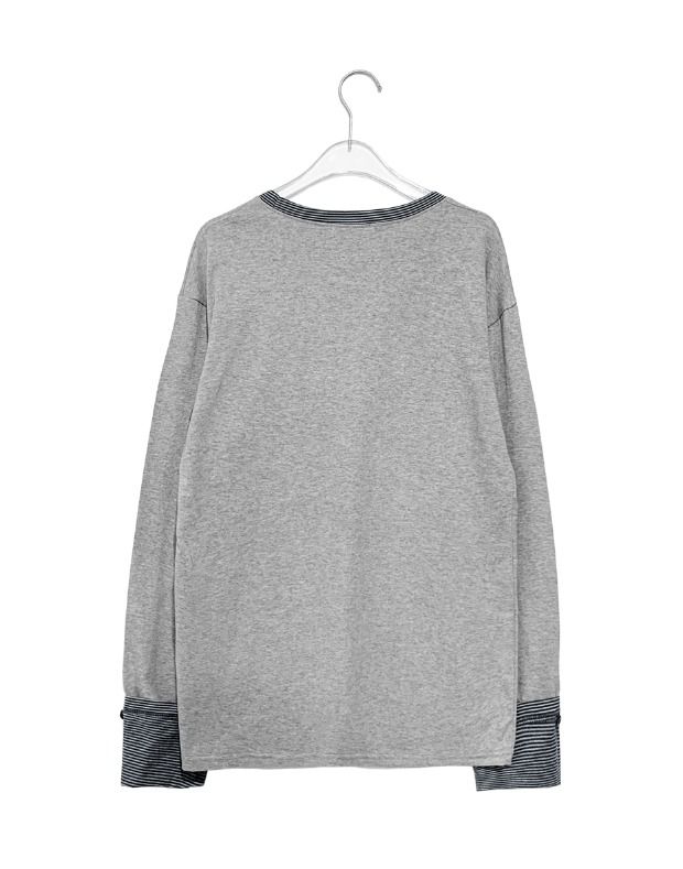 Ireep Button Roll-up Color Matching Long Sleeve Tee