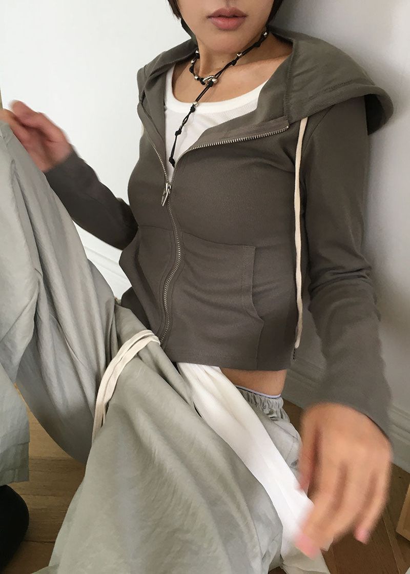 RIB SLIM HOOD ZIP-UP