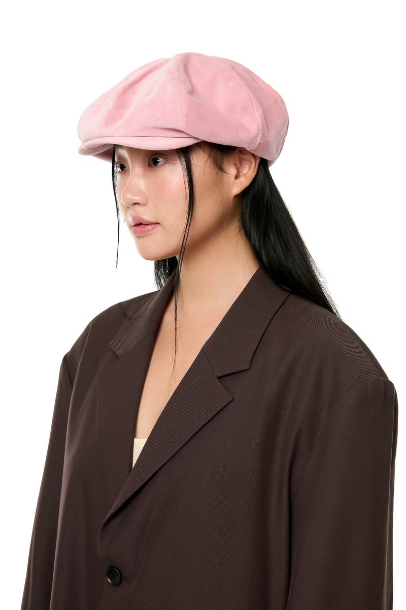 VELVET NEWSBOY CAP / PINK