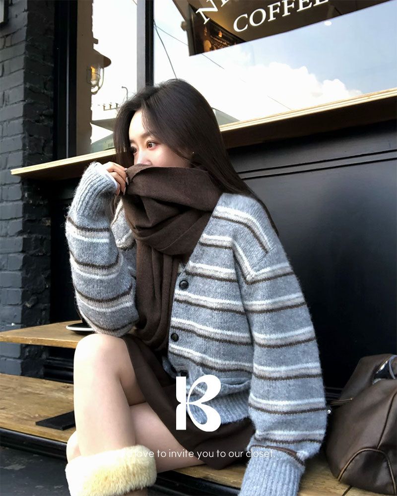 BEIDELLI（ベイデリー）の「[ORIGINAL] Sand Stripe Oversized Wool Cardigan（Tops）」