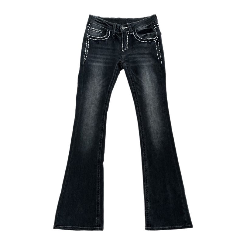 Back Pocket Contrast Stitch Gradient Low-Rise Bootcut Pants