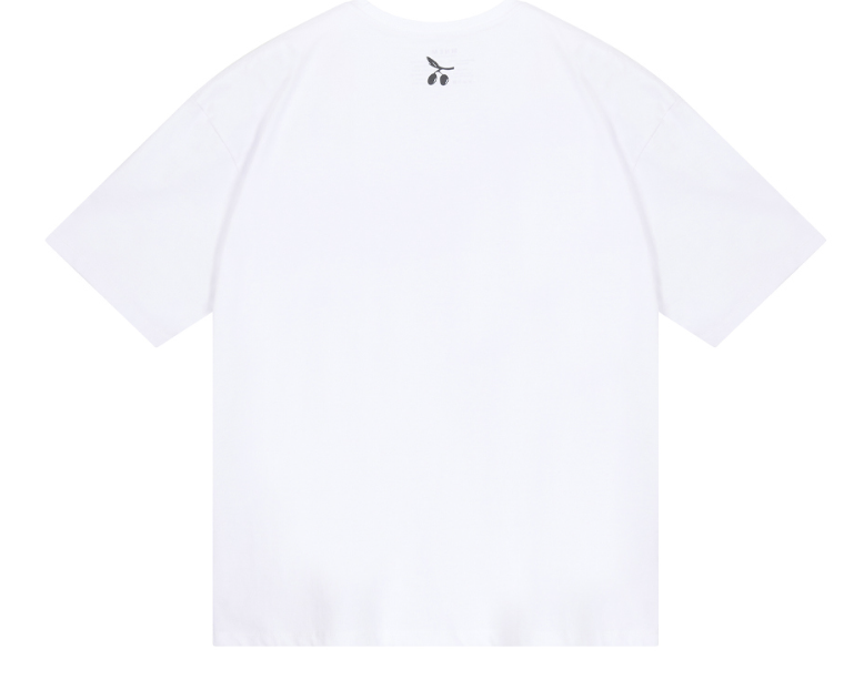 [mnem] olive print oversized t-shirt (white)