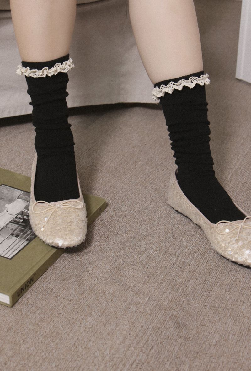lace pattern knee socks (2colors)