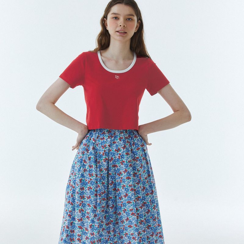 RVS Ringer Crop T-Shirt Red