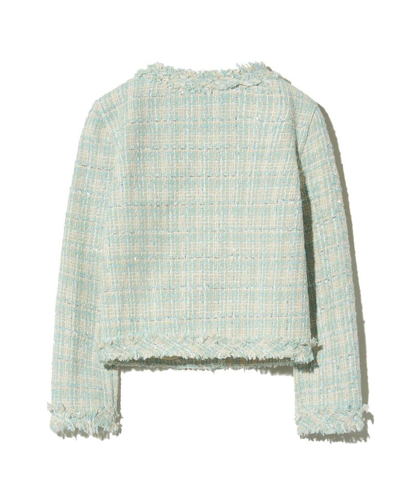 85-VIVAJ048 Multi-Color Crop Tweed Jacket Mint