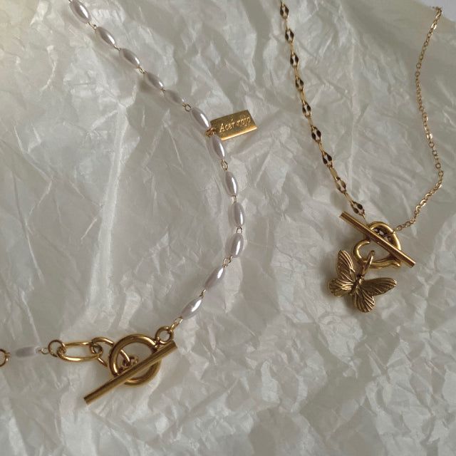 nna Heart Butterfly Toggle Bar Unique Necklace