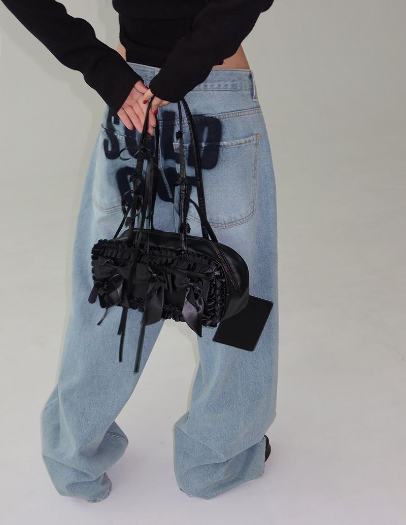 hip lettering wide jeans