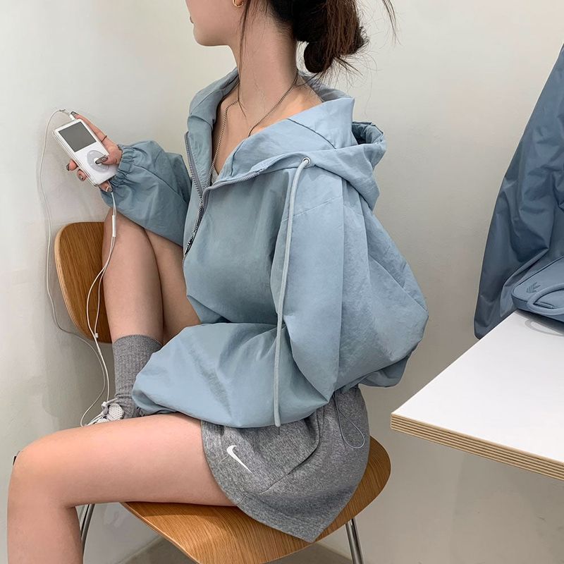 [BELLIDE MADE] Antler, high-neck crop windbreaker