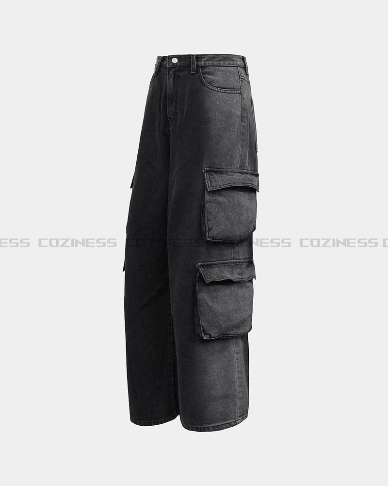 OWN Pantheon Solid Cargo Pocket Denim Pants (2 colors)
