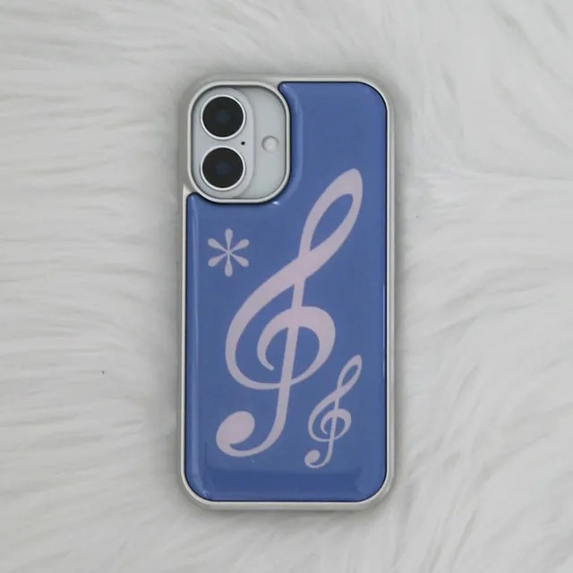 note Aqua Pink Silver Epoxy Case