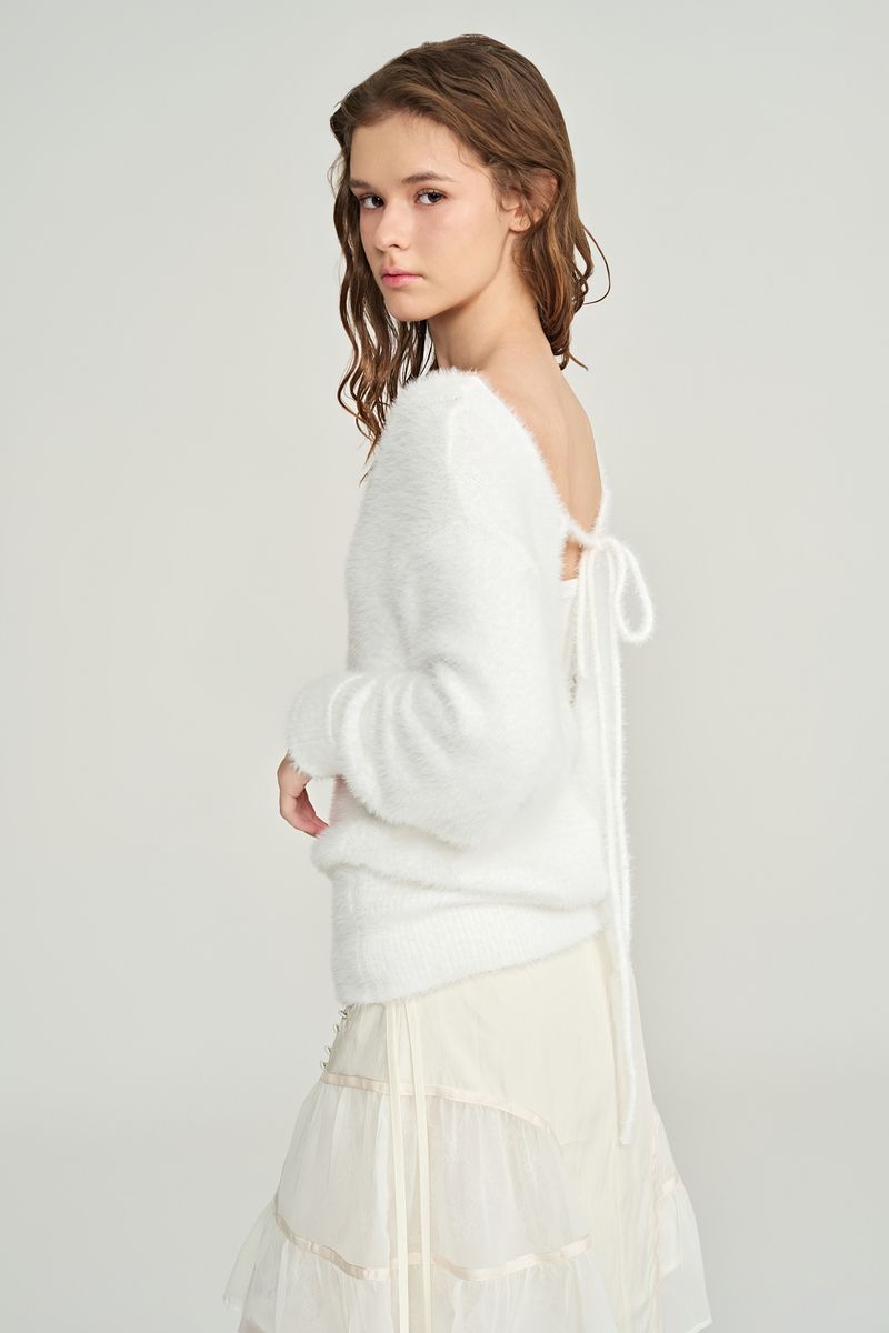Souffle deep v-neck cardigan, Ivory