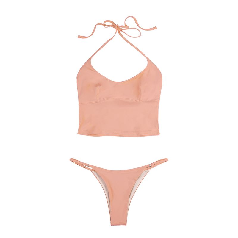 Adore halter top bikini set [peach]