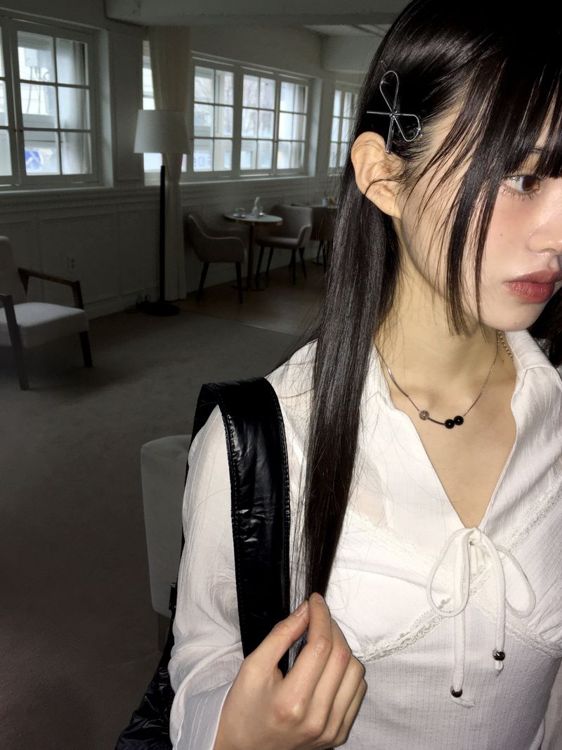 Muving Balletcore Silver Ribbon Hairpin