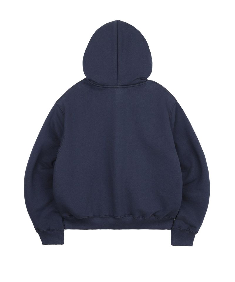 Crack Print Lettering Hooded Zip-Up - Navy