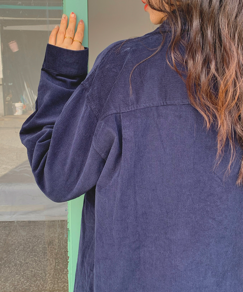 Corduroy Collar Shirt Shirt Blouse Basic Item Cotton