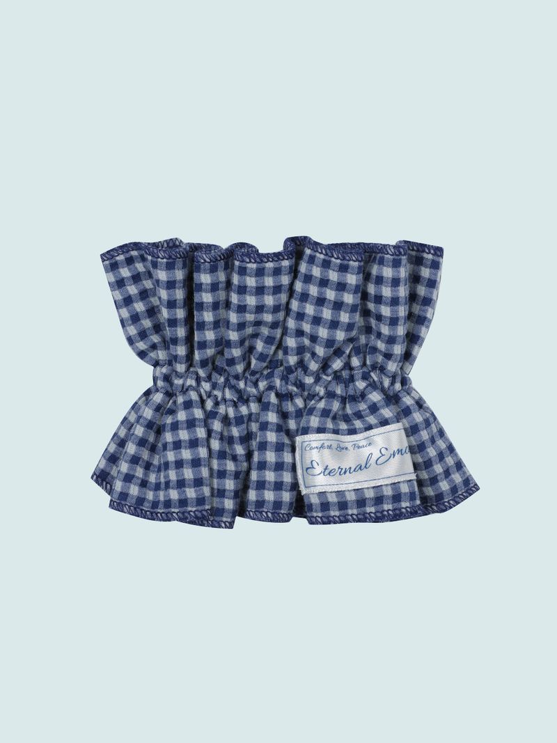 VINTAGE CHECK FRILL HAIR SCRUNCH (DARK BLUE)
