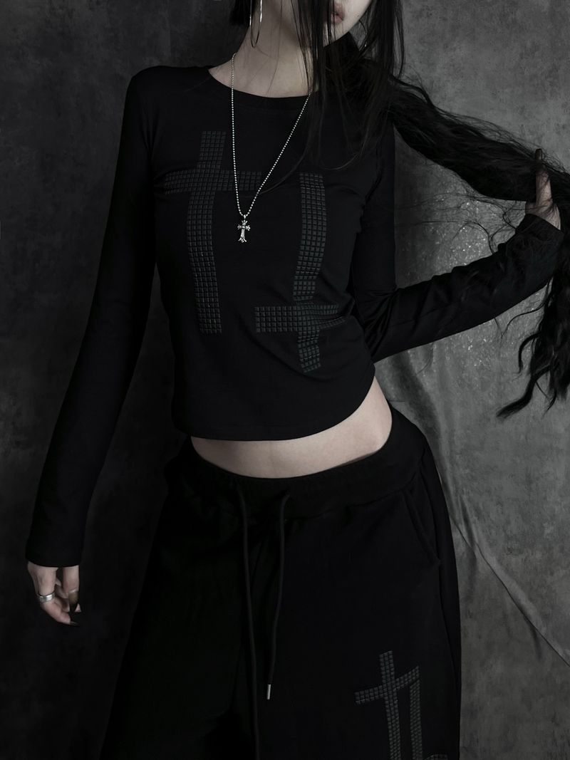 cross square stud T (2color)