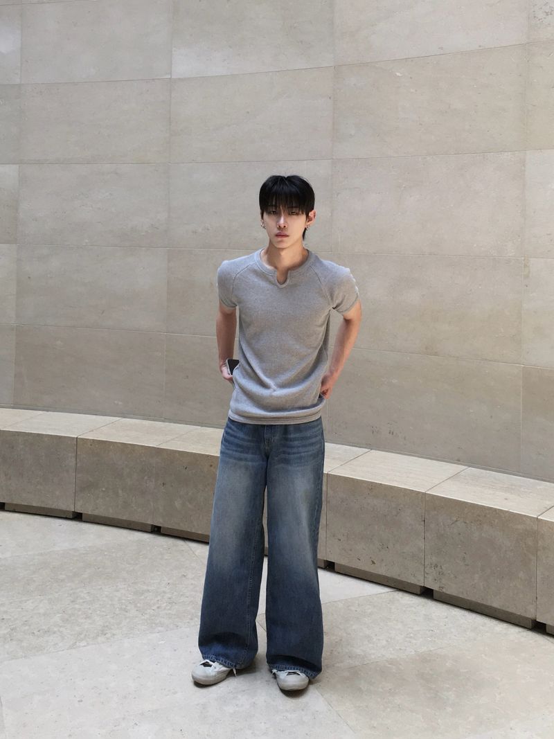 DISCERNMENT（ディサーンメント）の「Gif Slit Waffle Muscle Fit Short Sleeve T-shirt 5C（Tops）」