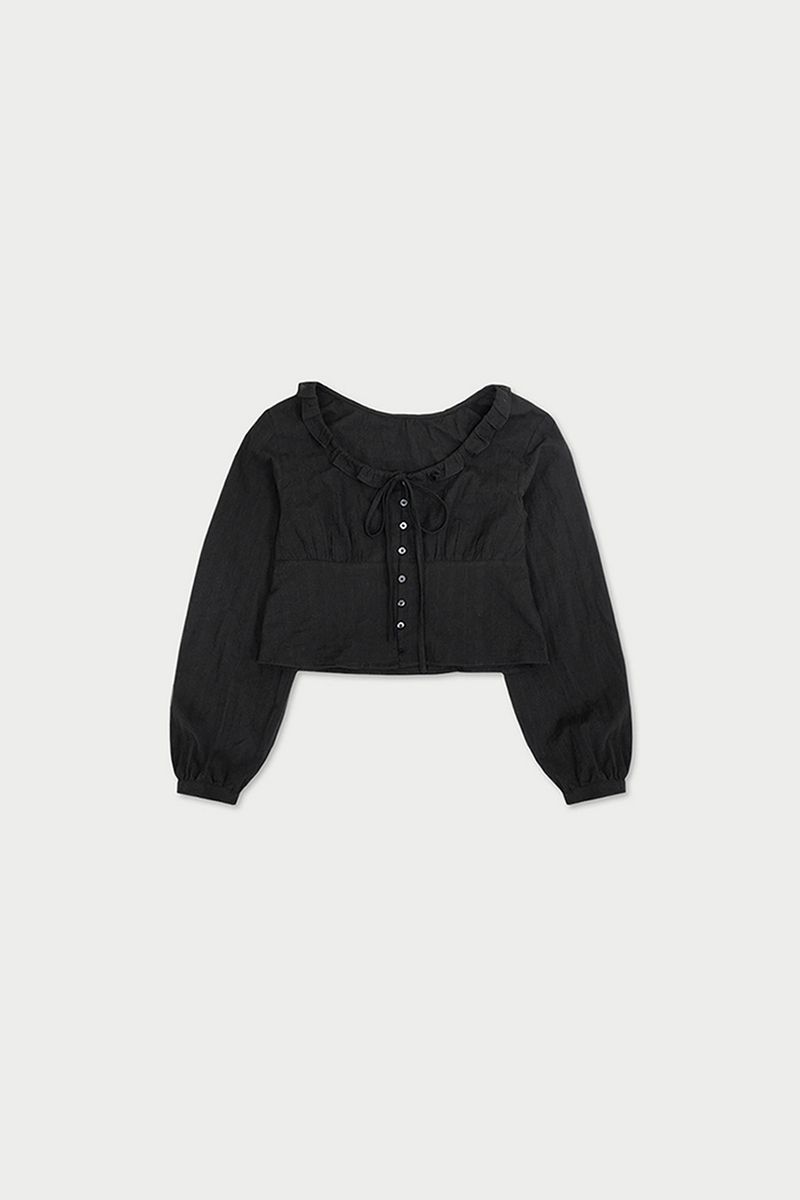WITHOUTSUMMER（ウィズアウトサマー）の「Butter frill blouse_black（Tops）」