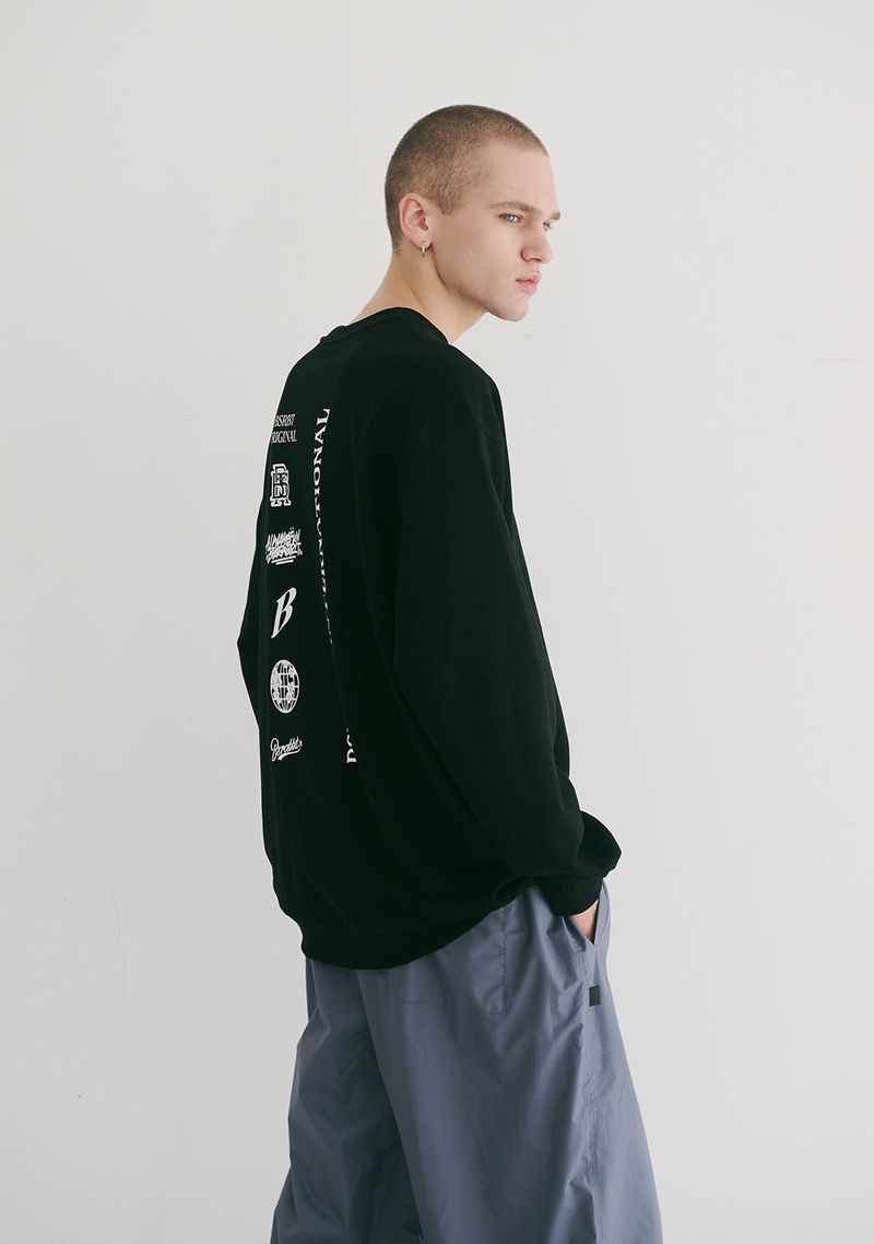 BSR2223FWPO074 MULTI LOGO CREWNECK BLACK