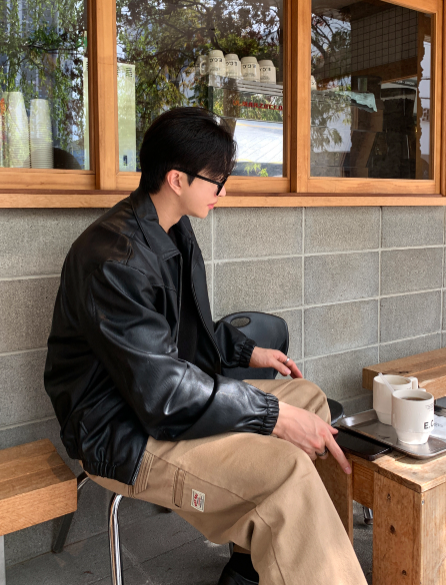 Waini Crack Two-Way Semi-Over Leather Jacket