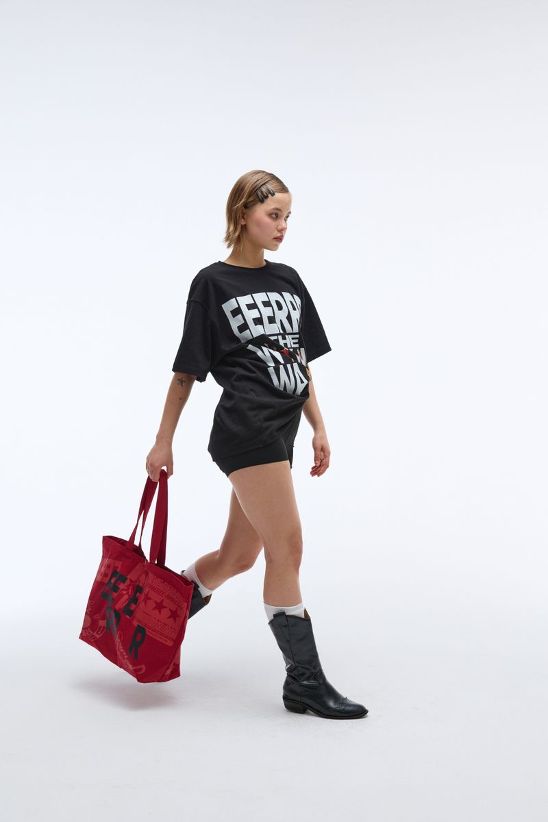 Weekend warrior typography printing tote-bag (Red)