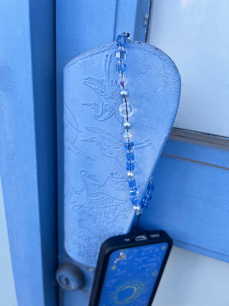 Lake Blue Crystal Phone Strap