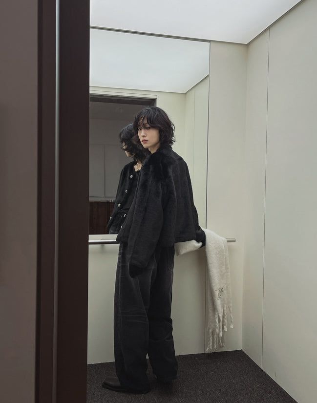 Mink reversible crop antique jacket