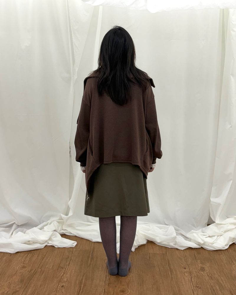 Plush Diagonal  Zip Up (2colors)