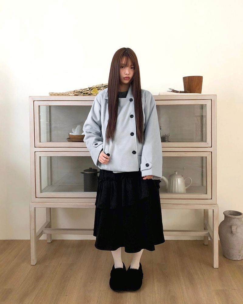 WONDER WONDER（ワンダーワンダー）の「リングサダブルボタンカラーウールショートコート（ジャケット/アウター）」