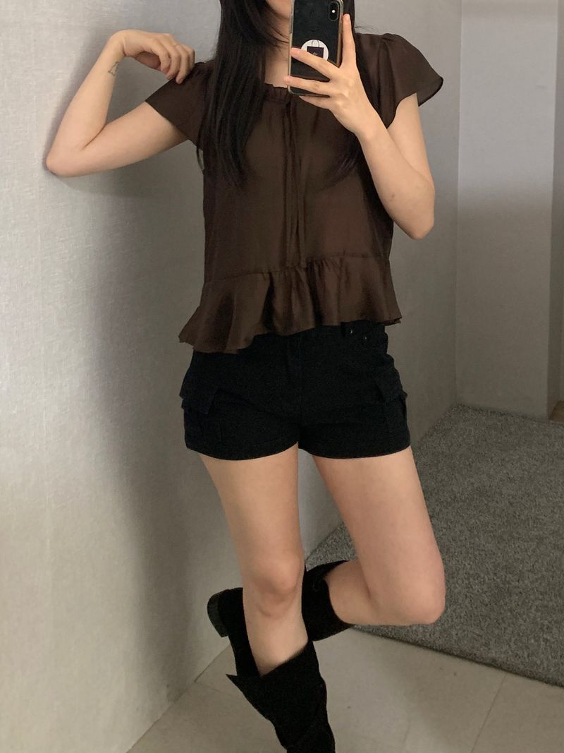 Becca Frill Short Sleeve Blouse