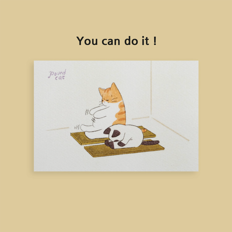 Poundcat hand drawing postcard