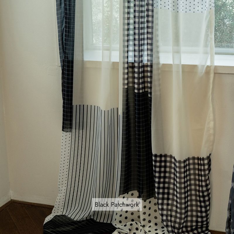 Retro Patterned Chiffon Door Curtain - M size