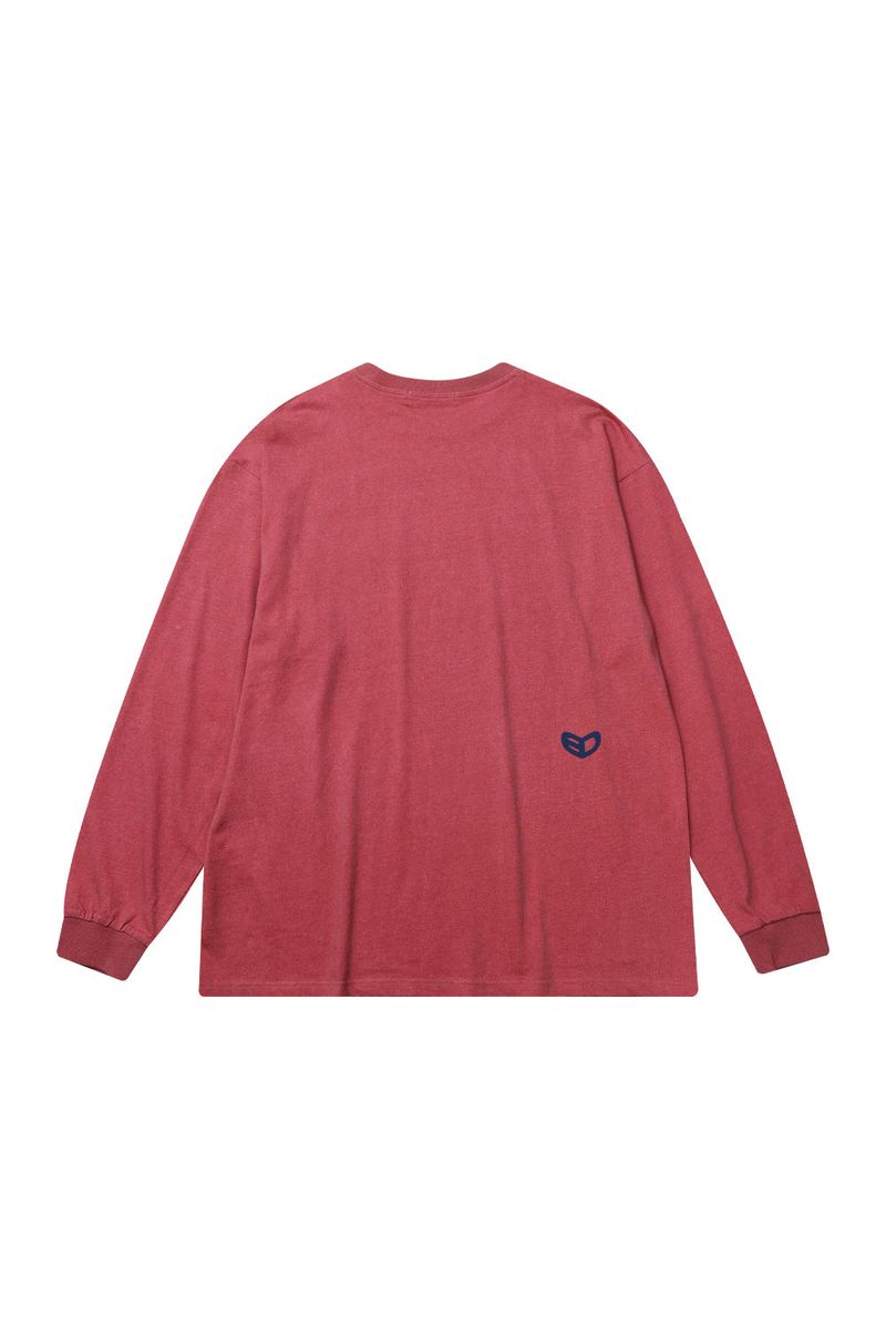 BLUR HEART LONG SLEEVE_VINTAGE RED