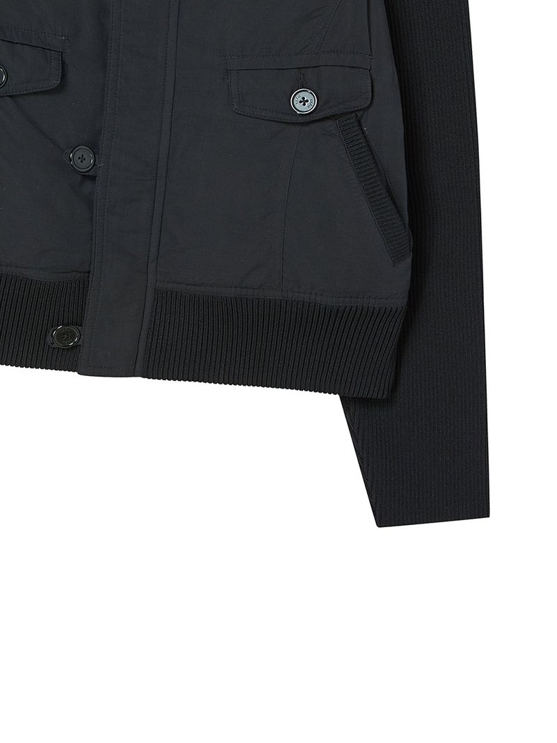RIBBED HIGH NECK JACKET BLACK