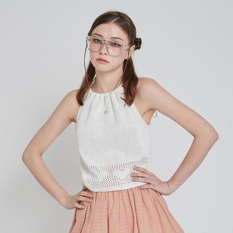 LOVE 2WAY KNIT HALTER TOP_IVORY