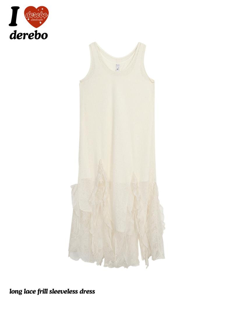 long lace frill sleeveless dress