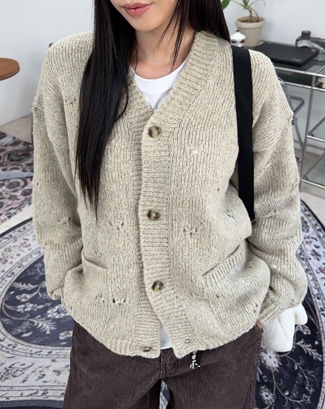 Alp Punching Knit Cardigan