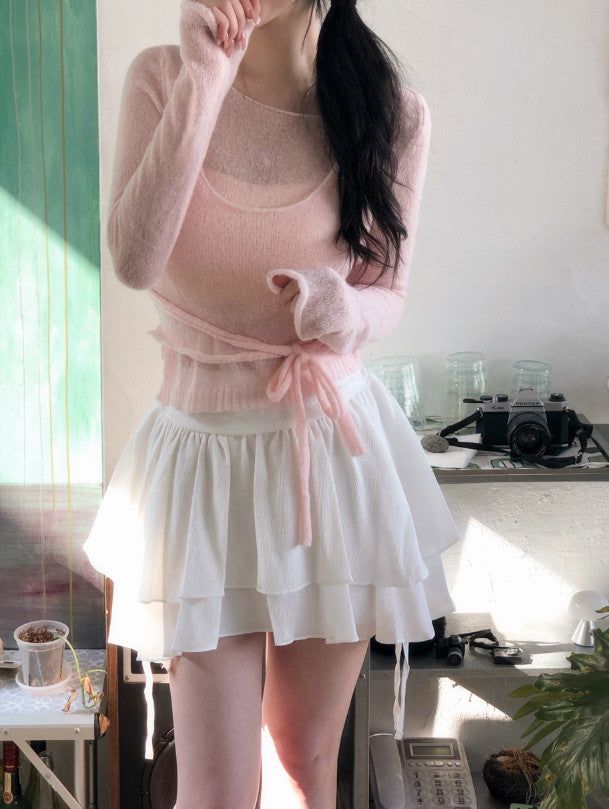 See-through Bustier Layered Strap Wool Knit (5color)