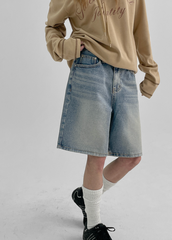 [B-DENIM] ESSENTIAL HALF SHORTS 040