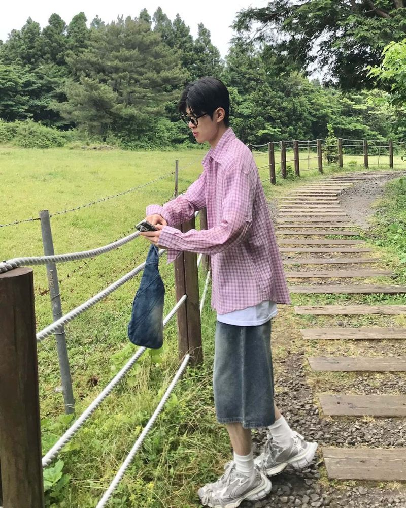 Russ check linen shirts