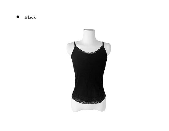 Chican Lace Frill Ribbed Slim Sleeveless