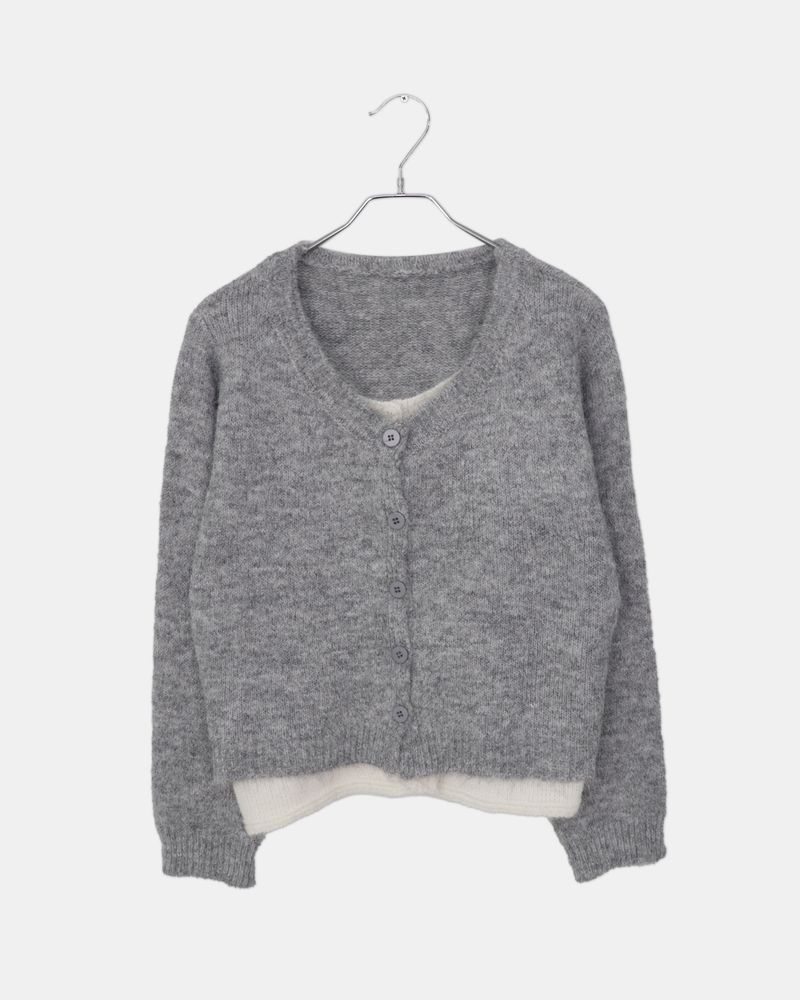 Meco Colorblock Layered Double-Layer Long Sleeve Knit Cardigan