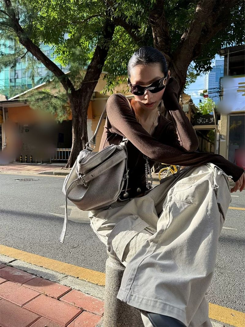Multi-Pocket Jeans Wide Casual Pants