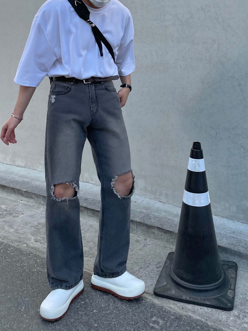 EASY DETROYED DENIM PANTS(2COLOR)