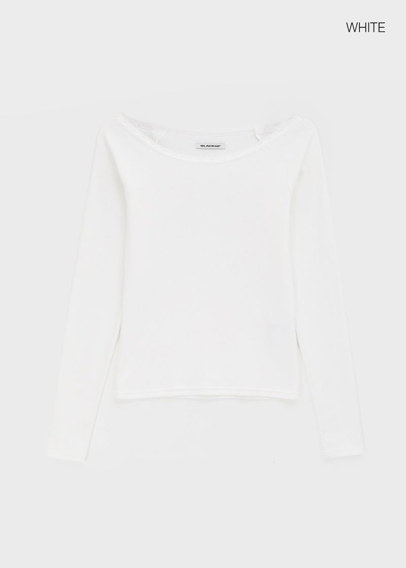 [MADE] Mnen Lace Boat Neck Long Sleeve Tee