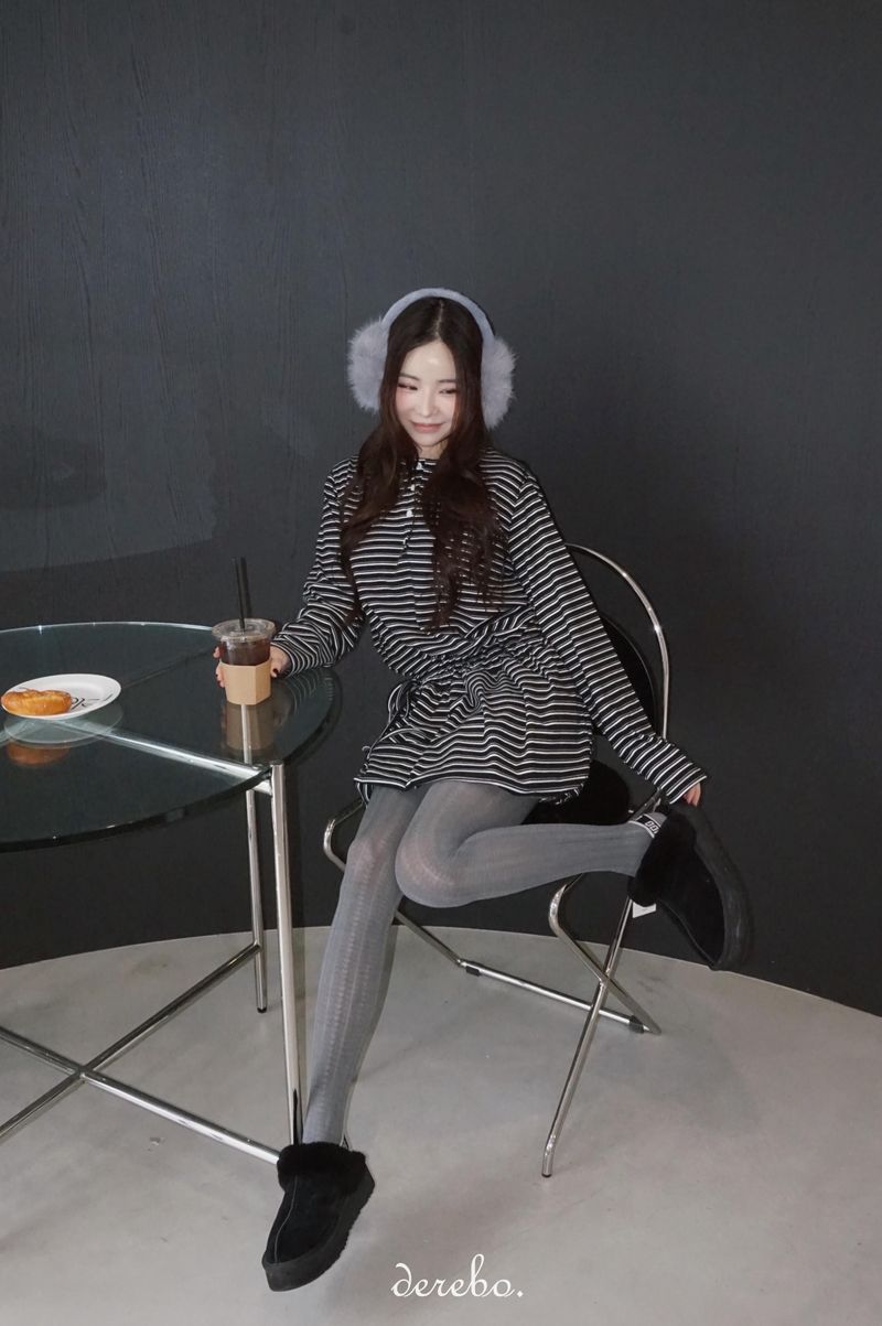 wool fleece stripe strap pumpkin dress