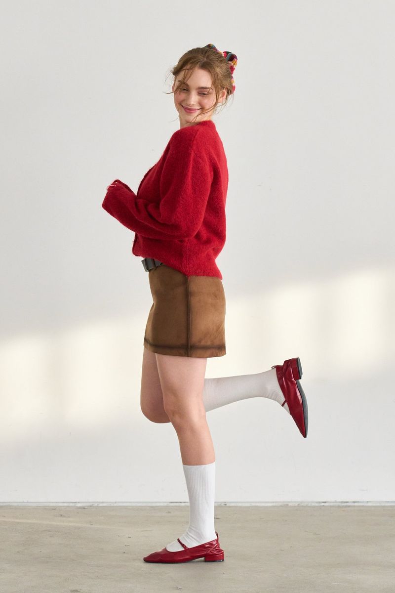 OIL BRIDGE SUEDE SKIRT BROWN