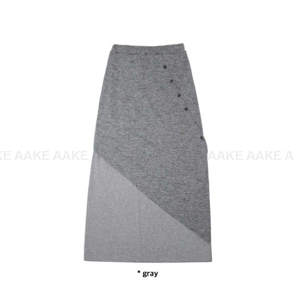 BUTTON LAYERED MAXI SKIRT